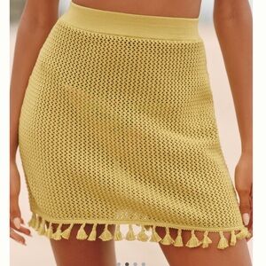 NWT Anthropologie Celandine Crochet Tassel Mini Skirt Size XL